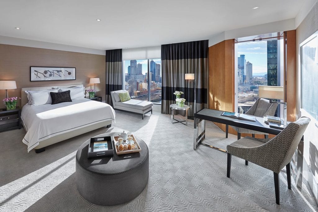 The Crown Towers Melbourne room with sweeping views