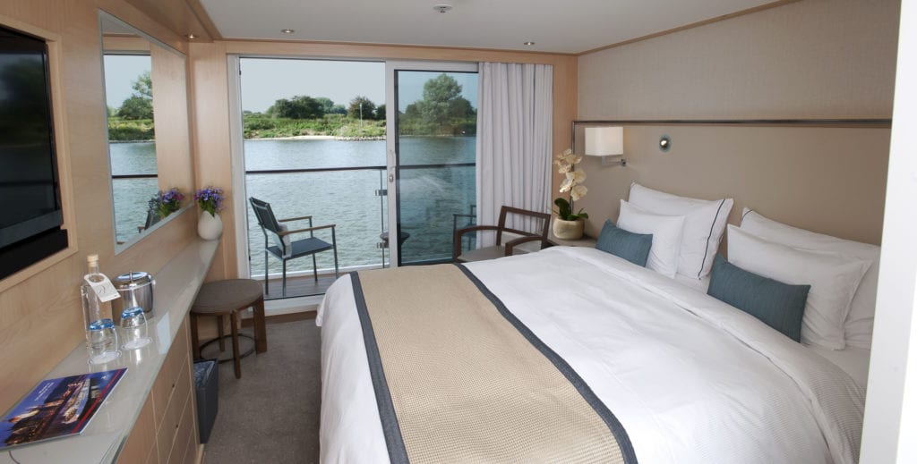 bedroom on viking river cruises' boat