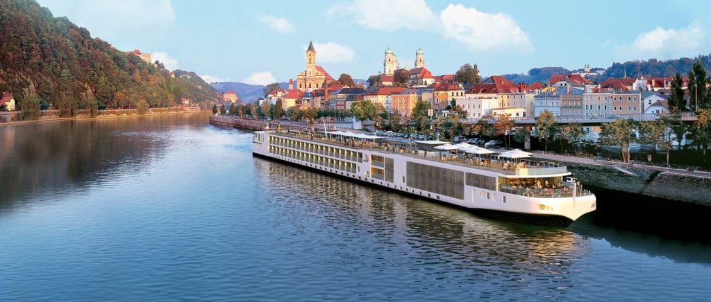 viking river cruises' boat floating down a French river