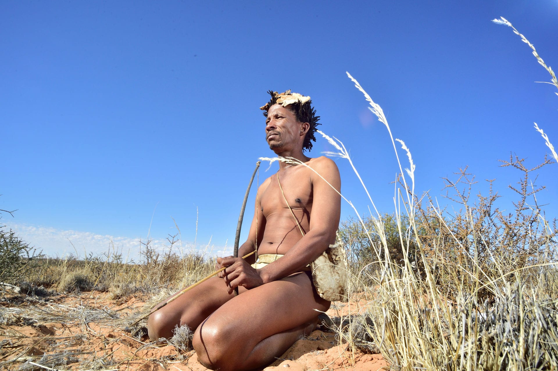 Kgalagadi man in South Africa's Kalahari Desert