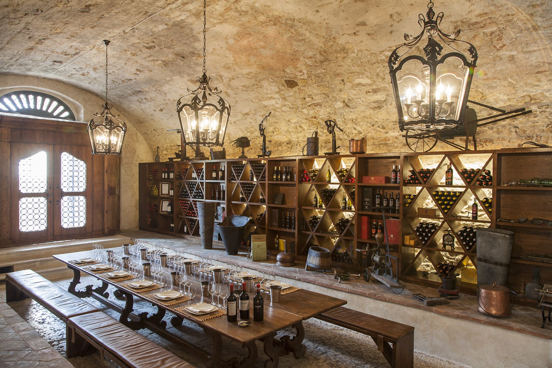 wine tasting room at Villa Della Torre