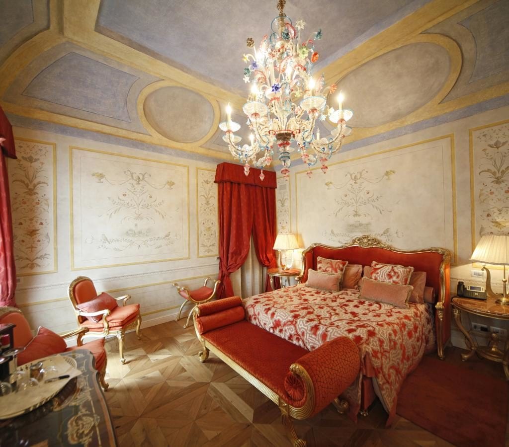 luxury bedroom at Villa Della Torre