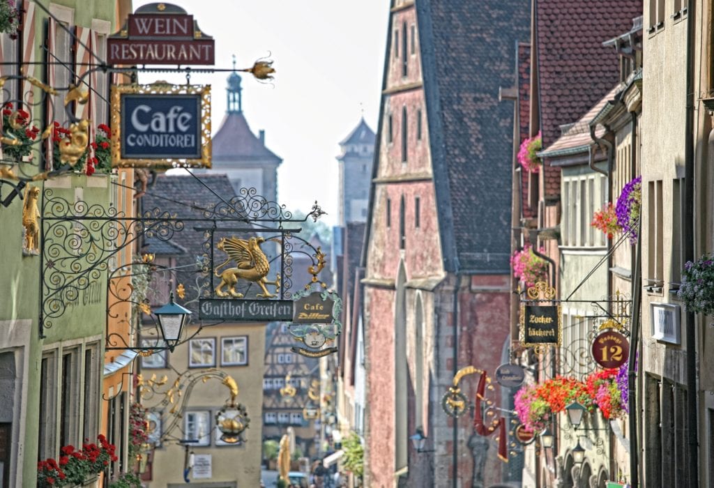 streets of Rothenburg Germany on Germany's Romantic Road