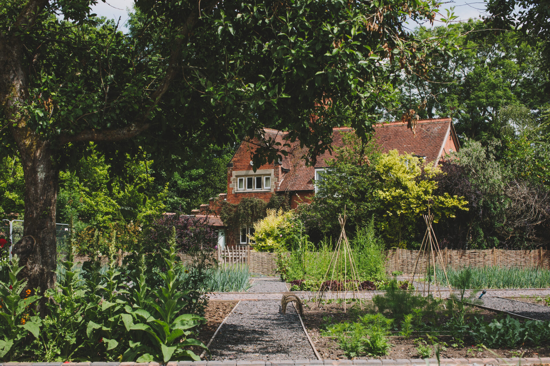 exterior shot of the walled garden and hamptons manor