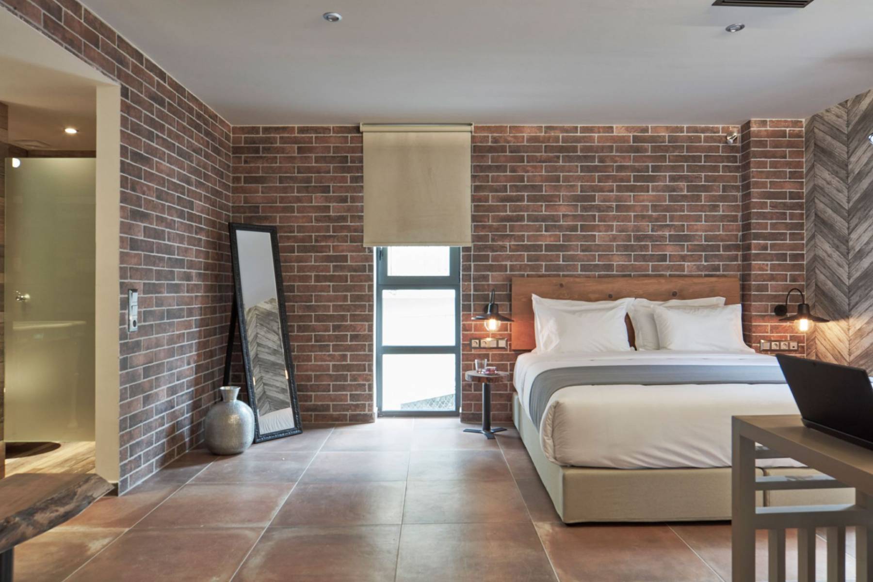 18 micon st luxury brick bedroom athens greece