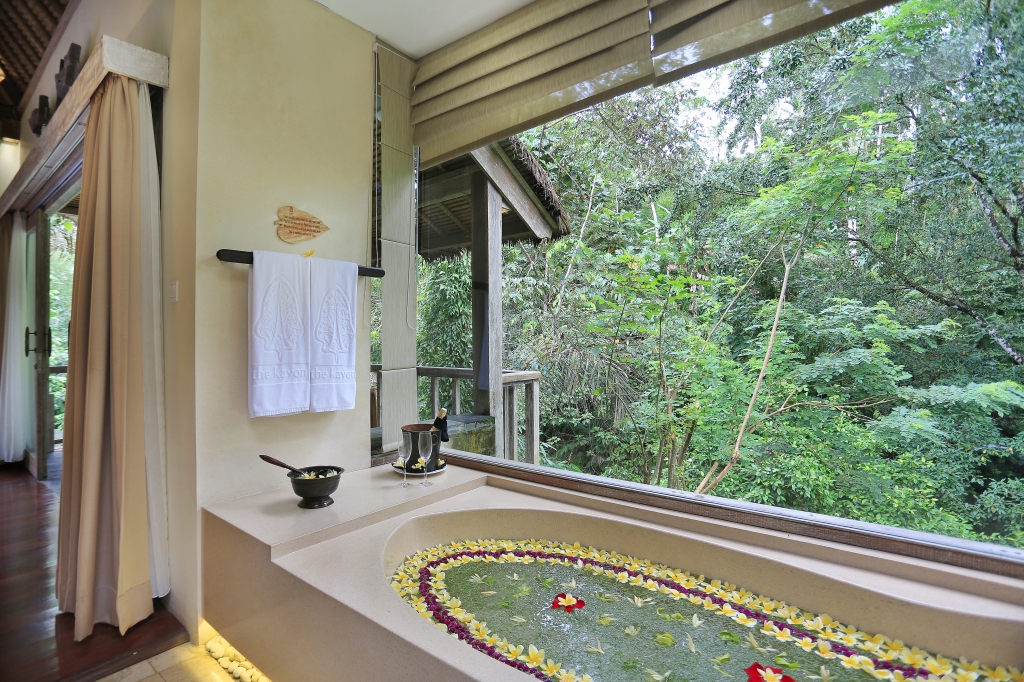Bath with view at The Kayon Resort