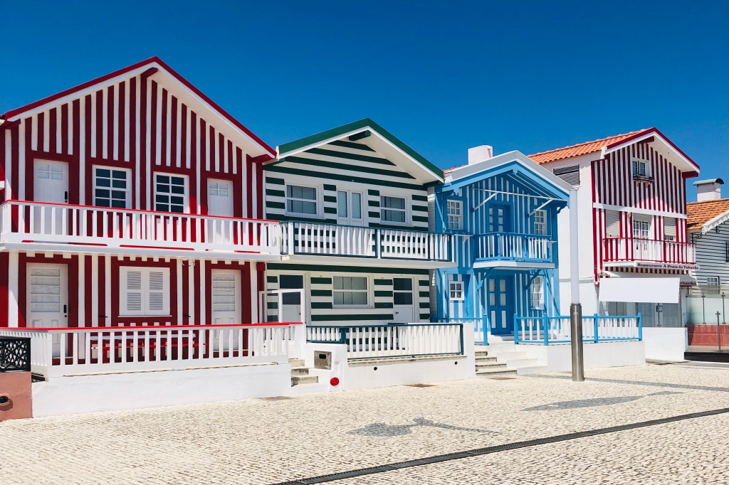 Colourful houses at Costa Nova in Bairrada