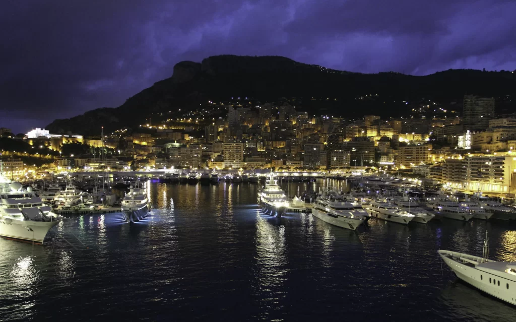 Hercule marina in Monte Carlo at night